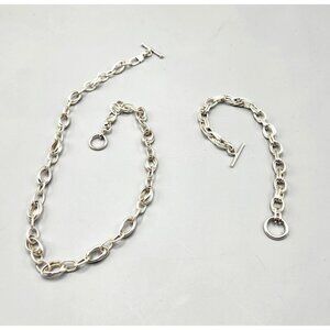 Marilena Jewelers Sterling Silver Link Bracelet & Necklace Matching Set 925